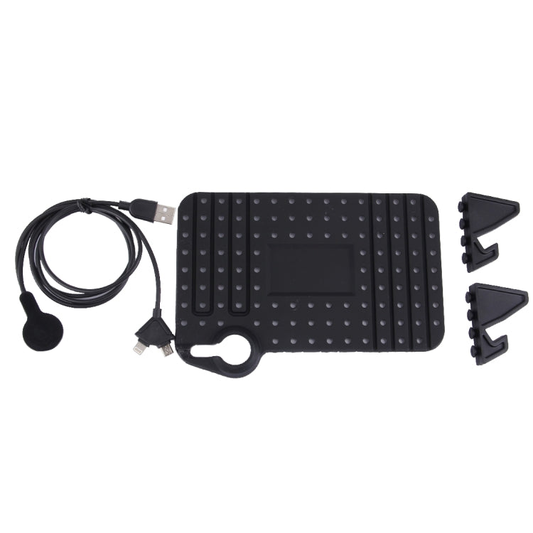 Silicone Pad Car Phone Holder with Charging Cable, For iPhone, Galaxy, Huawei, Xiaomi, LG, HTC and Other Smart Phones