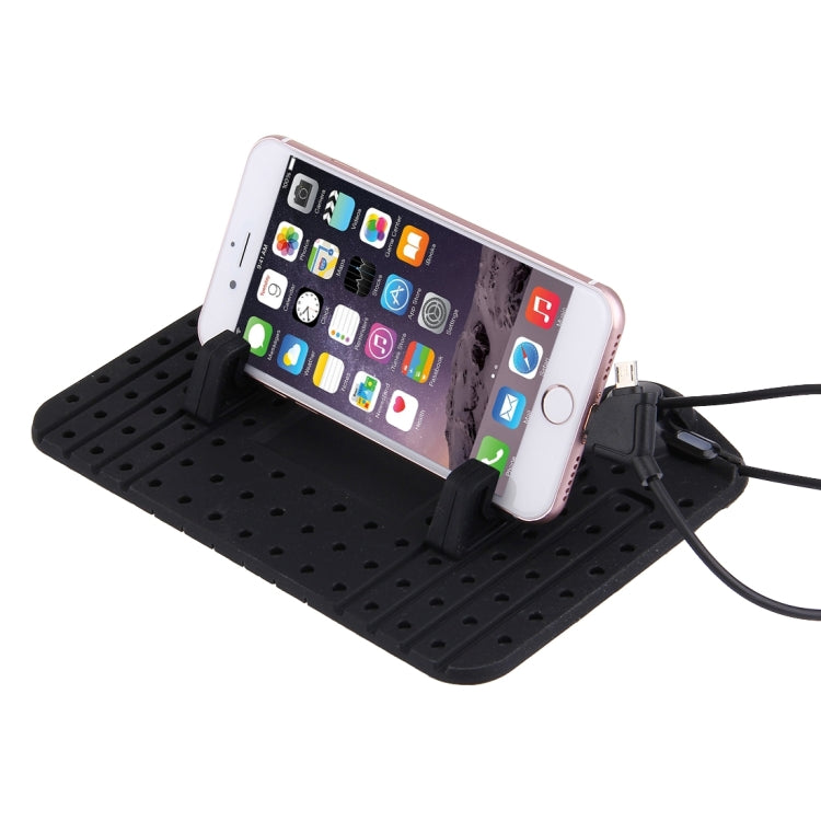 Silicone Pad Car Phone Holder with Charging Cable, For iPhone, Galaxy, Huawei, Xiaomi, LG, HTC and Other Smart Phones