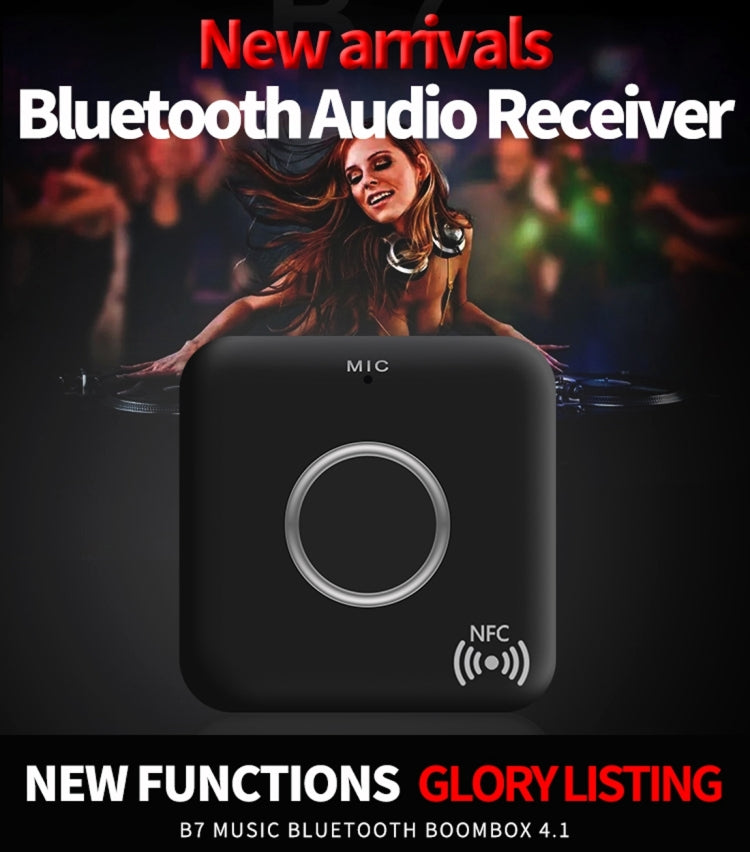 B7 CSR8635 Bluetooth V4.1 Music Audio Receiver, Support AUX / NFC / Hands-free, For iPhone, Samsung, HTC, Sony, Google, Huawei, Xiaomi and other Smartphones(Black)