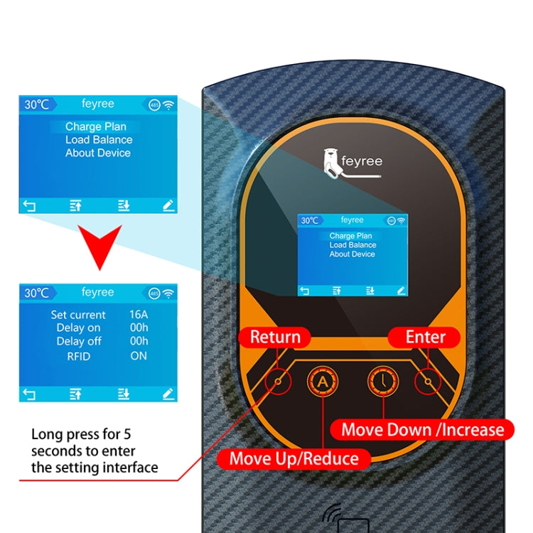 Feyree 11KW Home Wall Mounted New Energy Electric Vehicle Type 2 Fast Charging Pile with APP & RFID Card