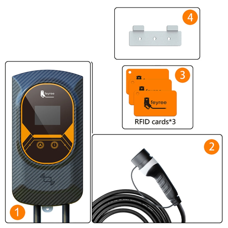 Feyree 11KW Home Wall Mounted New Energy Electric Vehicle Type 2 Fast Charging Pile with APP & RFID Card