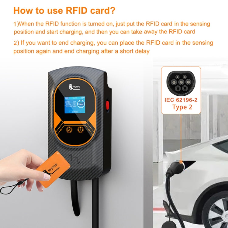 Feyree 11KW Home Wall Mounted New Energy Electric Vehicle Type 2 Fast Charging Pile with APP & RFID Card