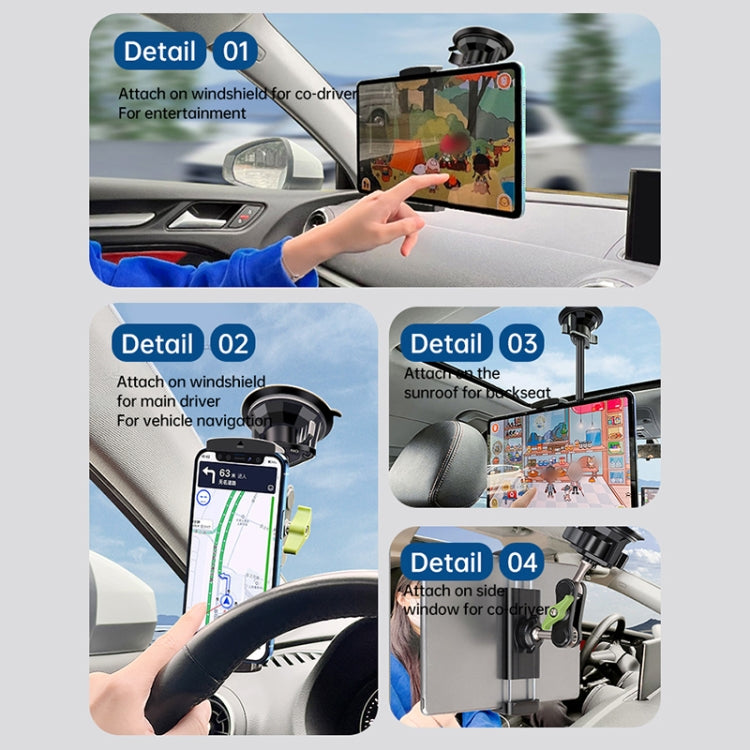 UBA-P1 Car Flexible Tablet Suction Cup Clamp Holder without Remote Control