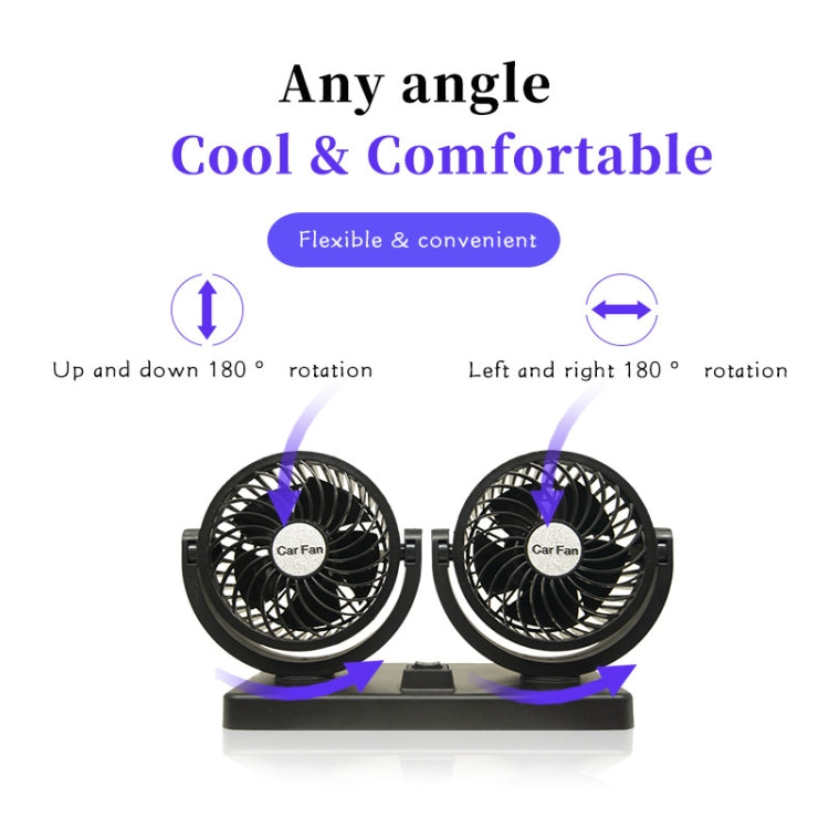 CARFU AC-2308 Car 12V / 24V 360 Rotatable USB Double Head Fan