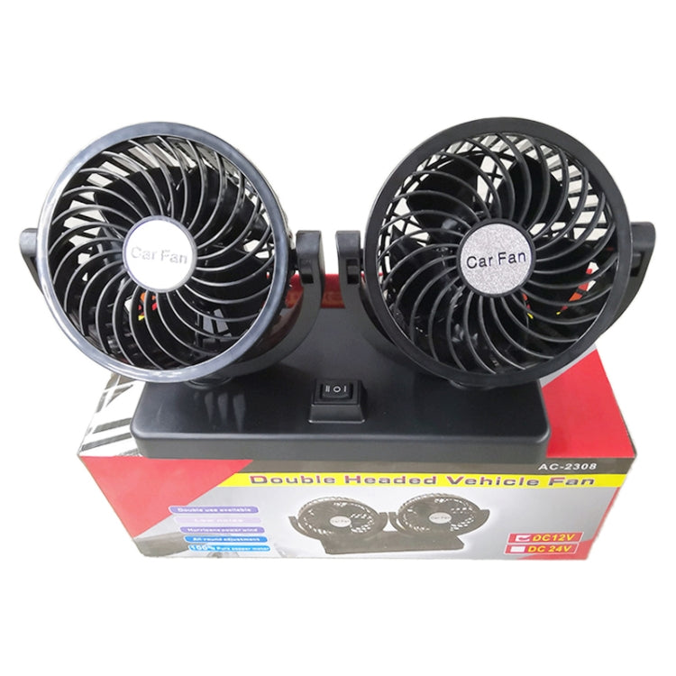 CARFU AC-2308 Car 12V / 24V 360 Rotatable USB Double Head Fan