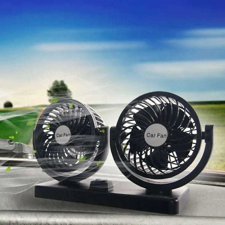 CARFU AC-2308 Car 12V / 24V 360 Rotatable USB Double Head Fan