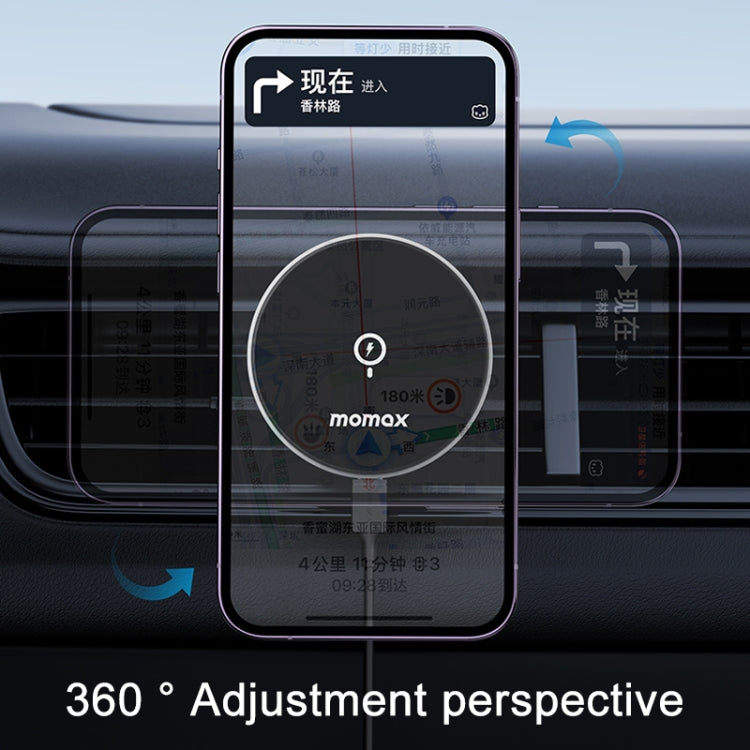 MOMAX CM25A Magnetic Wireless Charger Car Air Outlet Phone Holder