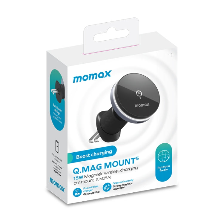 MOMAX CM25A Magnetic Wireless Charger Car Air Outlet Phone Holder