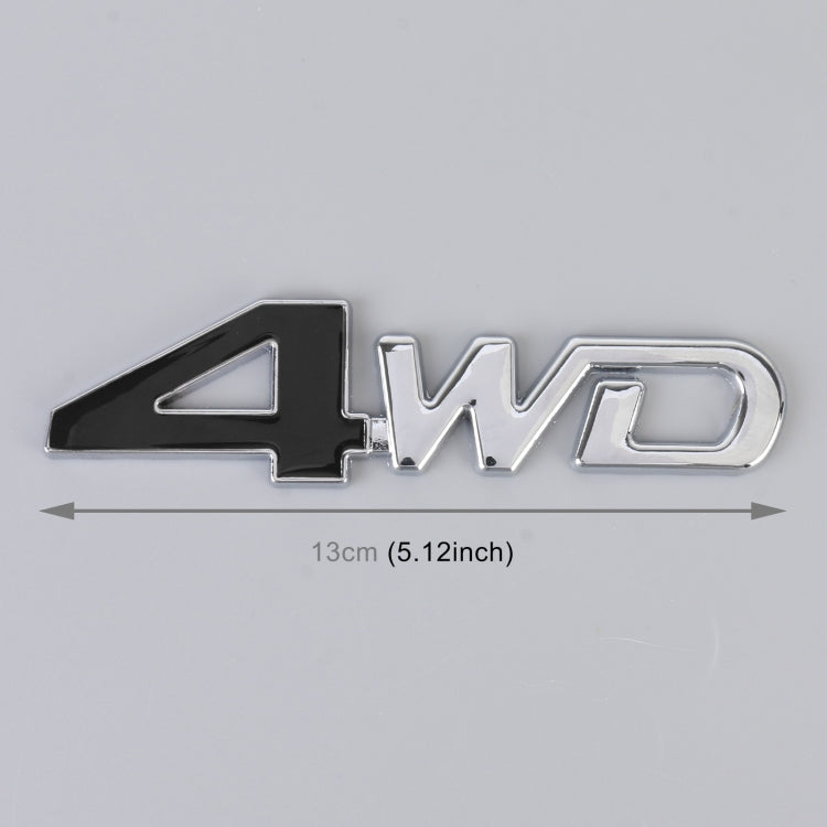 Car 4WD Personalized Aluminum Alloy Decorative Stickers, Size: 13x3.5x0.3cm