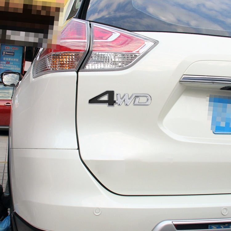 Car 4WD Personalized Aluminum Alloy Decorative Stickers, Size: 13x3.5x0.3cm