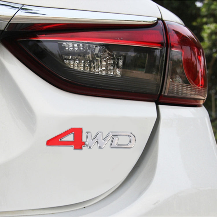 Car 4WD Personalized Aluminum Alloy Decorative Stickers, Size: 13x3.5x0.3cm