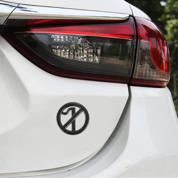 Car No Smoking Sign Personalized Aluminum Alloy Decorative Sticker, Size: 5 x 0.33cm