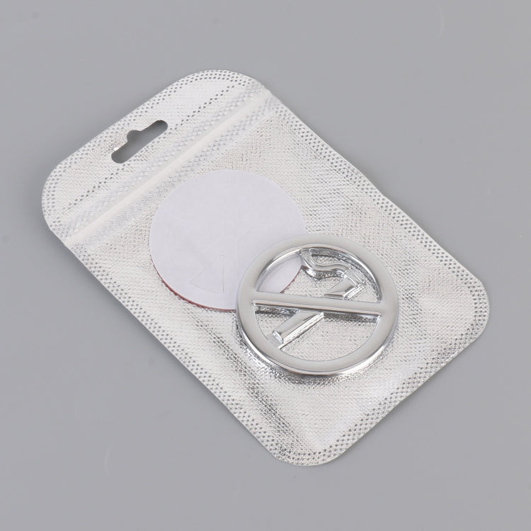 Car No Smoking Sign Personalized Aluminum Alloy Decorative Sticker, Size: 5 x 0.33cm