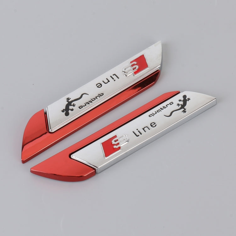 1 Pair Car S Line Personalized Aluminum Alloy Decorative Stickers, Size: 11.5 x 2.5 x 0.5cm