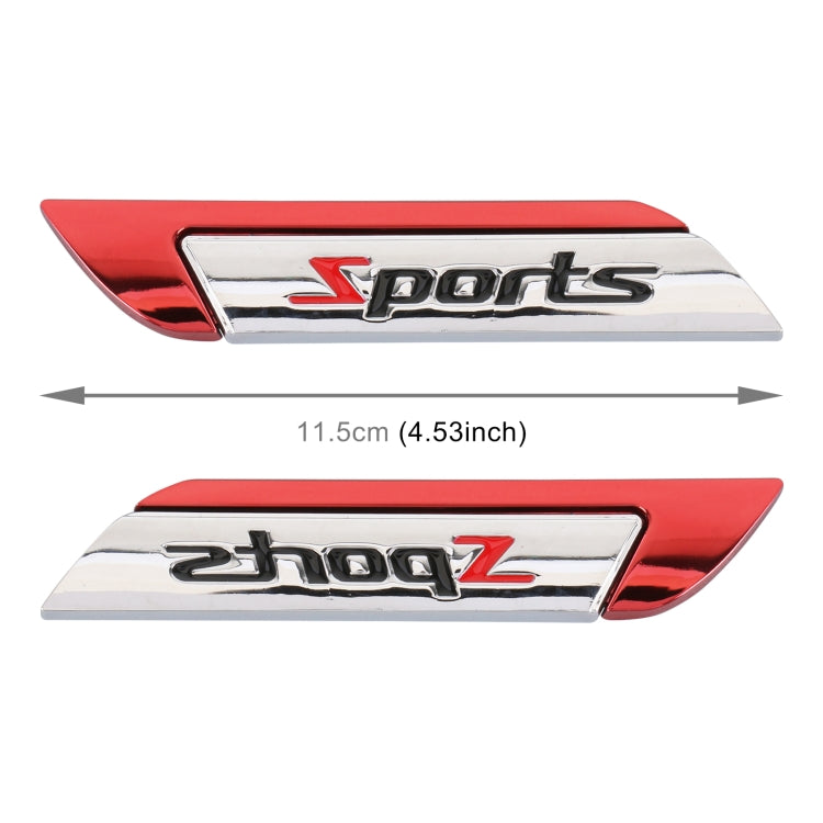 1 Pair Car SPORTS Personalized Aluminum Alloy Decorative Stickers, Size: 11.5 x 2.5 x 0.5cm