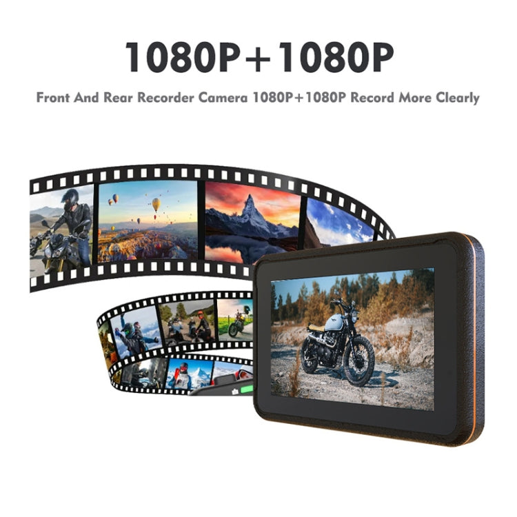 P501M Motorcycles Portable Waterproof IPX7 5 inch Wireless Carplay GPS Navigator, with Driving Recorder