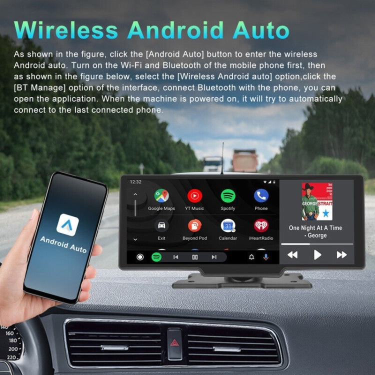 P901S 9 inch HD Front Rear Double Recording Wireless Car Driving Recorder Navigation Carplay