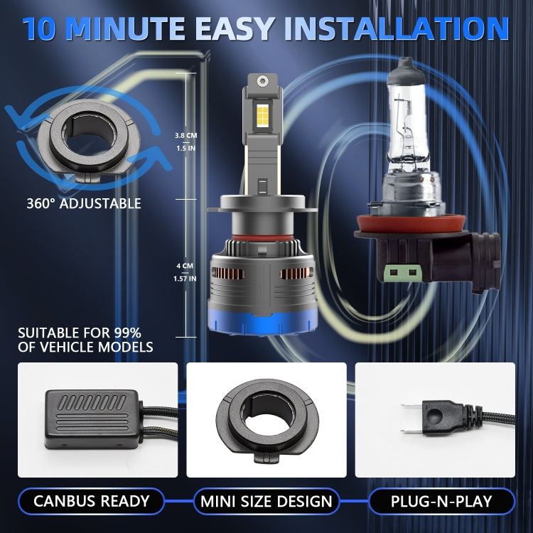P13 1 Pair H7 DC10-32V / 60W / 6000K / 6500LM Car Liquid Metal LED Headlight