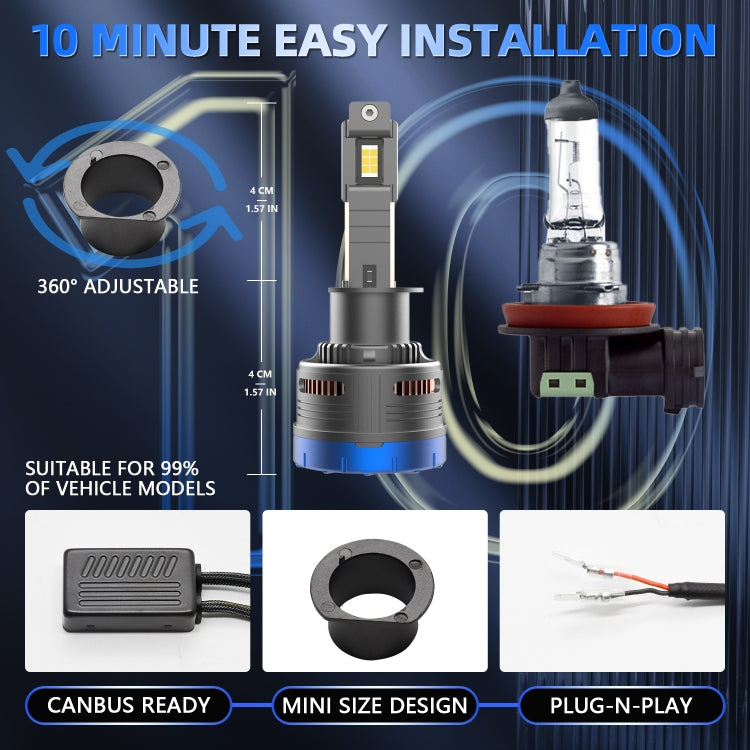P13 1 Pair H1 DC10-32V / 60W / 6000K / 6500LM Car Liquid Metal LED Headlight