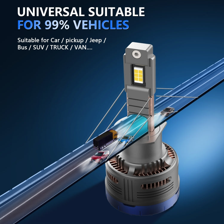 P13 1 Pair H1 DC10-32V / 60W / 6000K / 6500LM Car Liquid Metal LED Headlight
