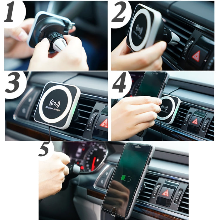 360 Degree Rotate Car Air Outlet Vent Adsorption Phone Wireless Charging Holder Stand Mount with 85cm Scalable USB Cable, For iPhone, Samsung, LG, Nokia, HTC, Huawei, and other Smartphones