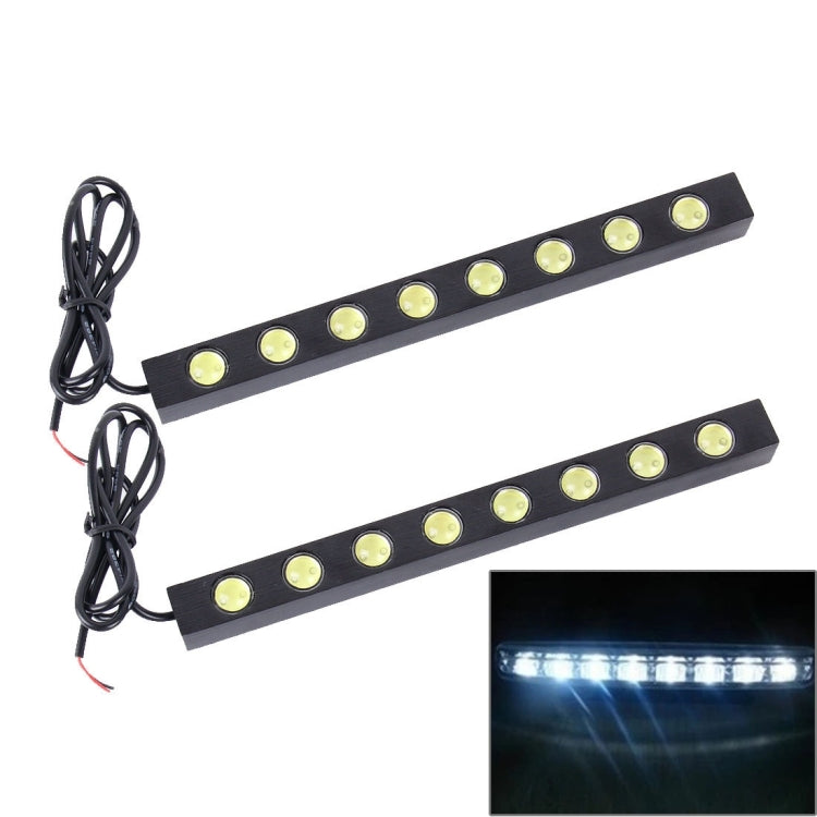 2 PCS DC 12V 8W 6500K Car DRL Daytime Running Lights Lamp with 8 LED Lights(White Light)