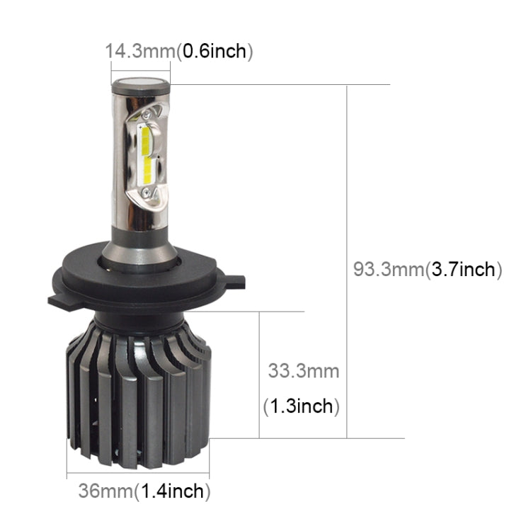 2 PCS V1S H4 30W 4000LM 6000K IP67 Waterproof Car Headlight with 12 CSP Lamps White Light, DC 11-30V