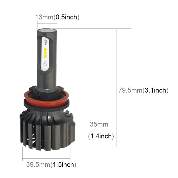 2 PCS V1S H8 30W 4000LM 6000K IP67 Waterproof Car Headlight with 6 CSP Lamps White Light, DC 11-30V