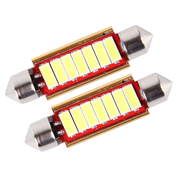 2 PCS DC 12V 3W 41MM 5730 Bicuspid Port Decoding Car Dome Lamp LED Reading Light with 6 LED Lights(White Light)
