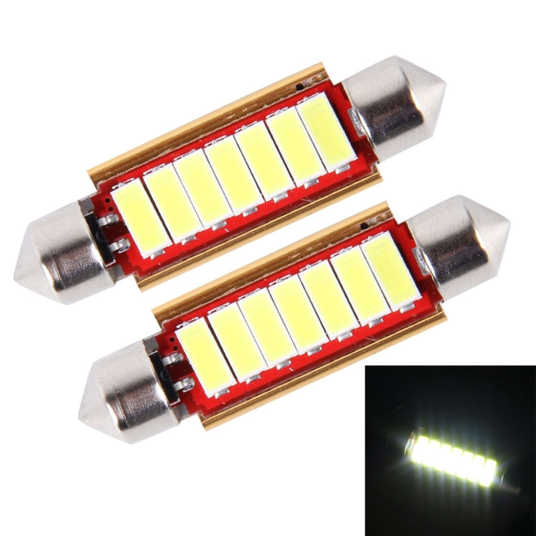 2 PCS DC 12V 3W 41MM 5730 Bicuspid Port Decoding Car Dome Lamp LED Reading Light with 6 LED Lights(White Light)