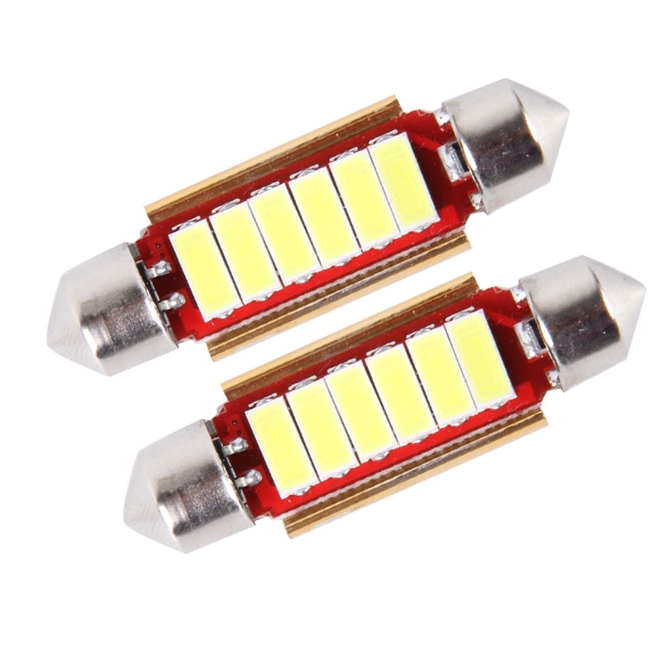 2 PCS DC 12V 3W 44MM 5730 Bicuspid Port Decoding Car Dome Lamp LED Reading Light with 7 LED Lights(White Light)