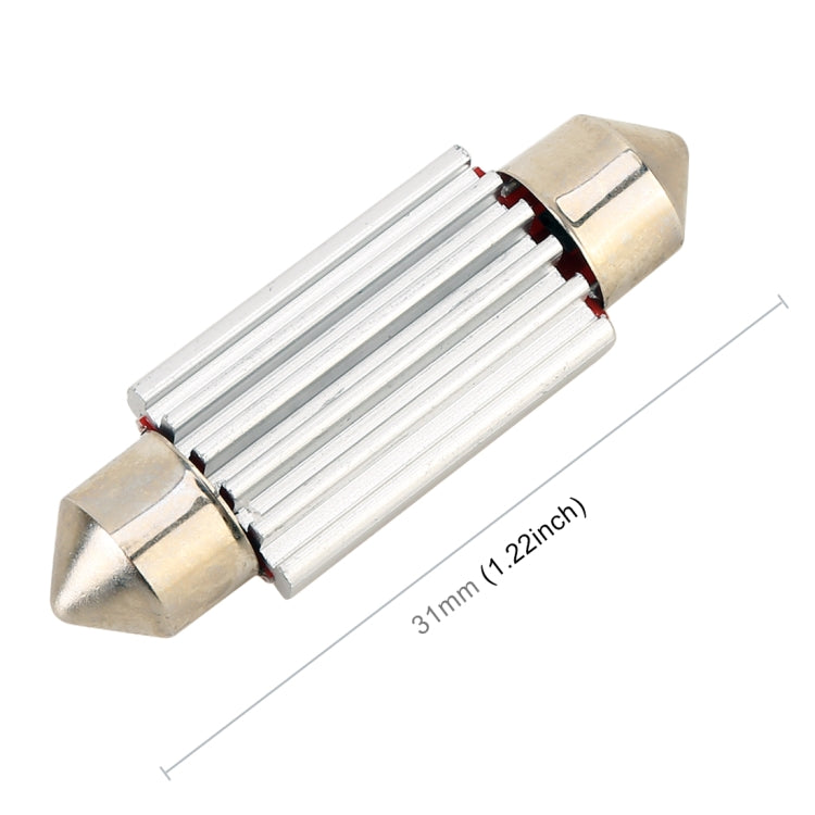 2 PCS DC 12V 2W 31MM 4014 Bicuspid Port No Decoding Car Dome Lamp LED Reading Light with 10 LED Lights(White Light)
