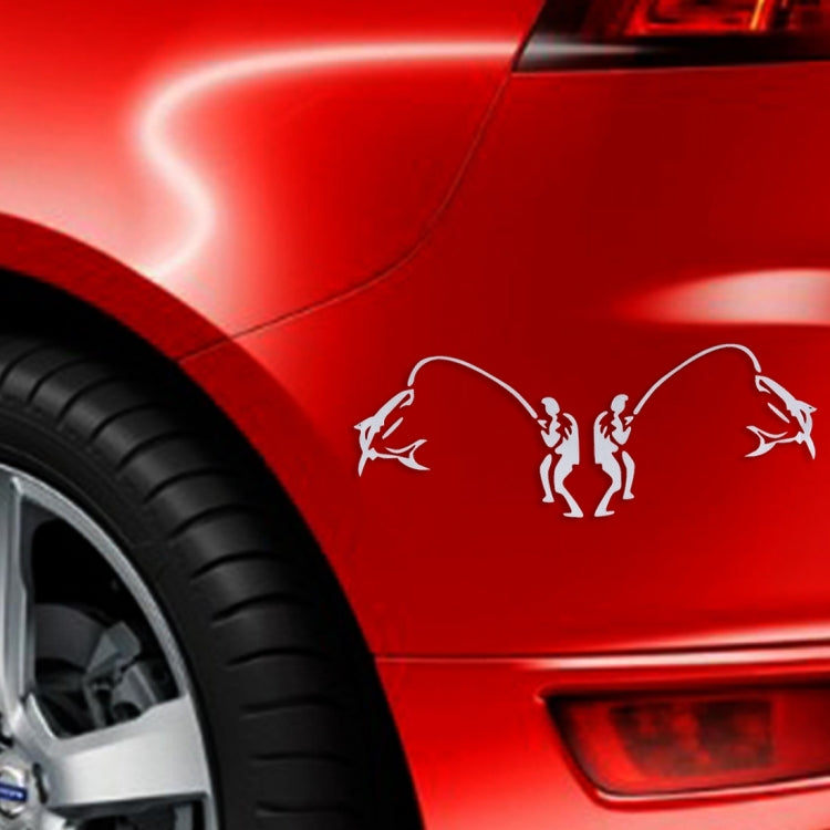 Dual Funny Go Fishing Styling Reflective Car Sticker, Size: 25cm x 9.5cm(Silver)