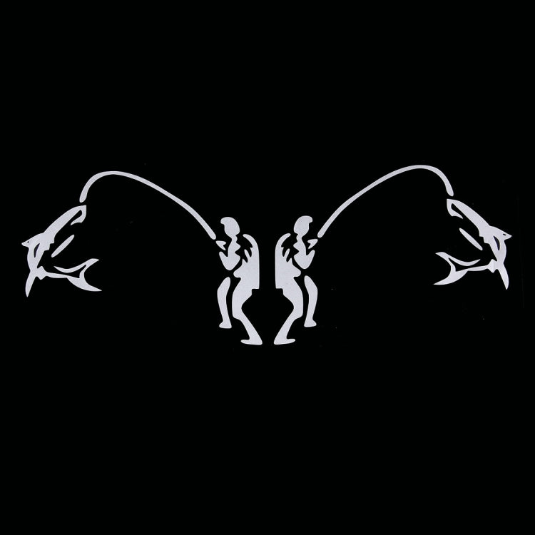 Dual Funny Go Fishing Styling Reflective Car Sticker, Size: 25cm x 9.5cm(Silver)