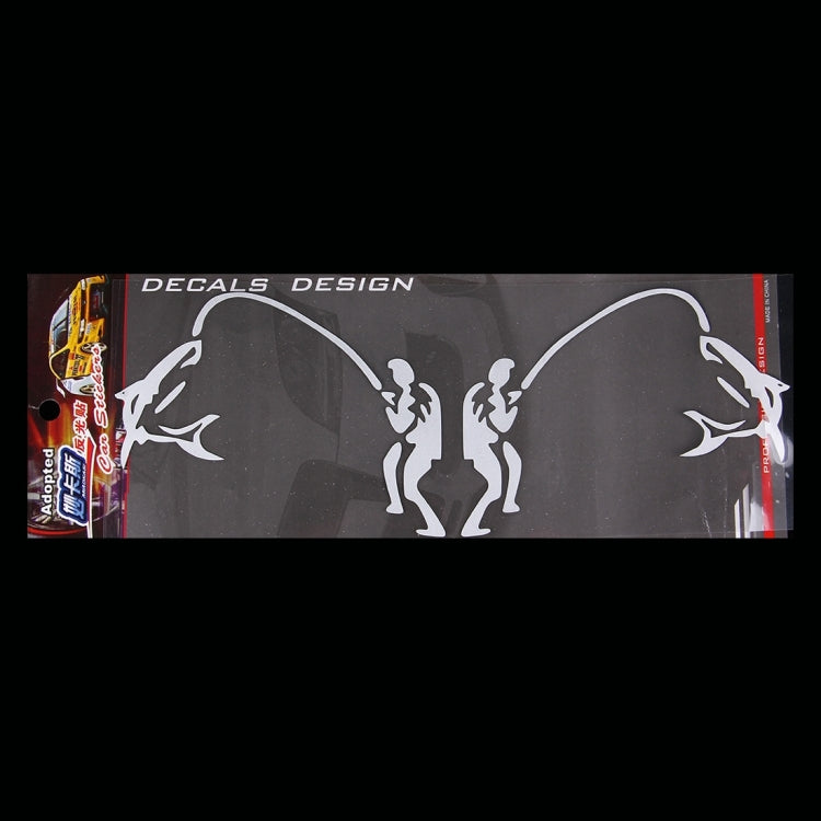 Dual Funny Go Fishing Styling Reflective Car Sticker, Size: 25cm x 9.5cm(Silver)
