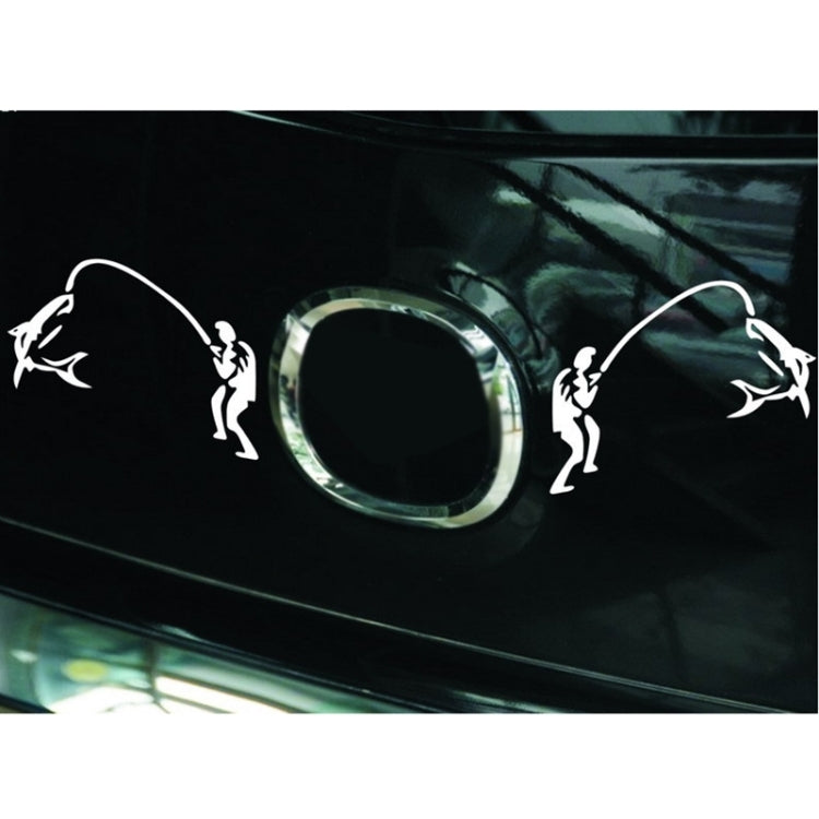 Dual Funny Go Fishing Styling Reflective Car Sticker, Size: 25cm x 9.5cm(Silver)