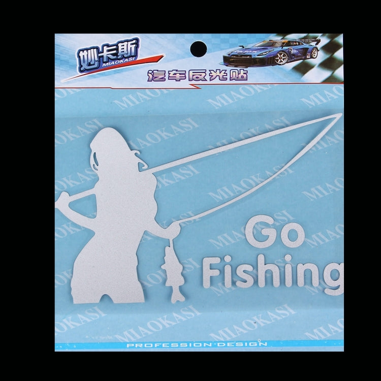 Beauty Go Fishing Styling Reflective Car Sticker, Size: 14cm x 8.5cm