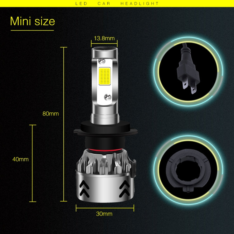 2 PCS H7 27W 3000LM 6000K Pure White COB Chips LED Headlight Bulbs Conversion Kit, DC 9-36V