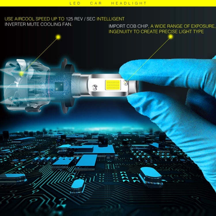 2 PCS H7 27W 3000LM 6000K Pure White COB Chips LED Headlight Bulbs Conversion Kit, DC 9-36V