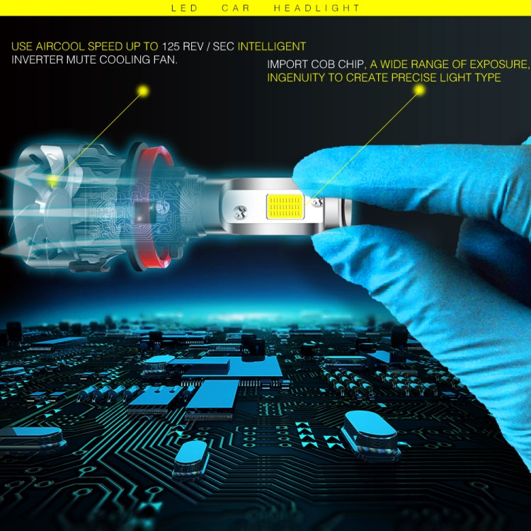 2 PCS H11 27W 3000LM 6000K Pure White COB Chips LED Headlight Bulbs Conversion Kit, DC 9-36V
