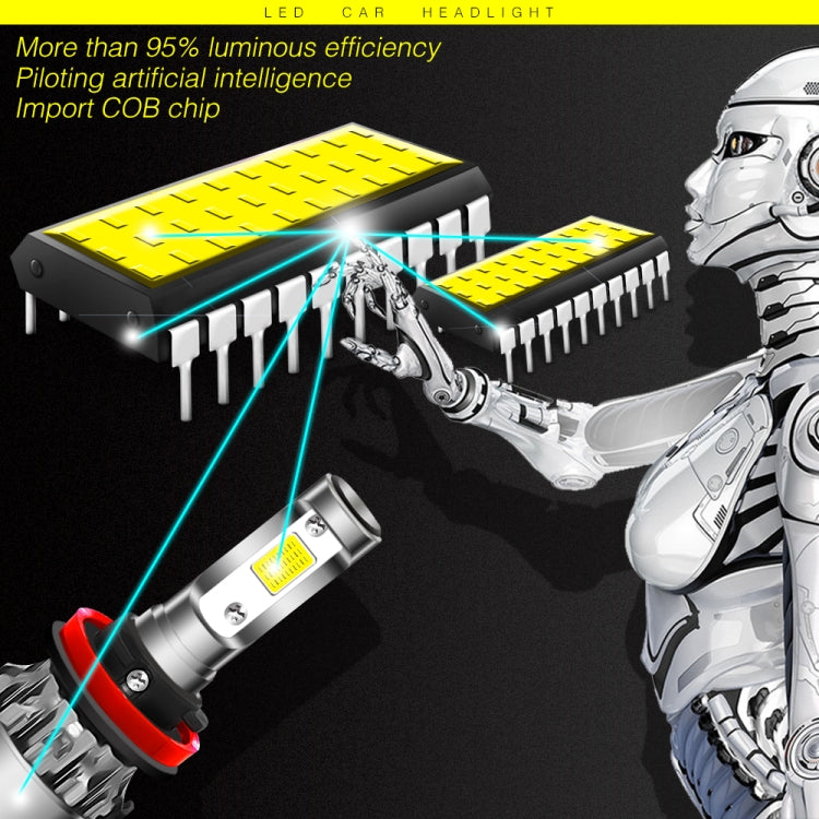 2 PCS H11 27W 3000LM 6000K Pure White COB Chips LED Headlight Bulbs Conversion Kit, DC 9-36V