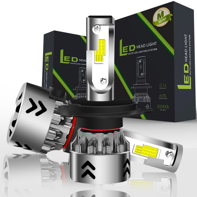 2 PCS H4 27W 3000LM 6000K Pure White Hi/Lo Beams COB Chips LED Headlight Bulbs Conversion Kit, DC 9-36V