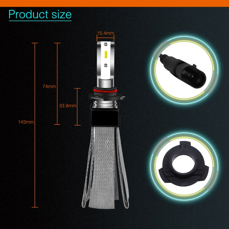 2 PCS 9005/HB3 30W 4000LM 6000K Pure White CSP LED Headlight Bulbs Conversion Kit, DC 9-36V