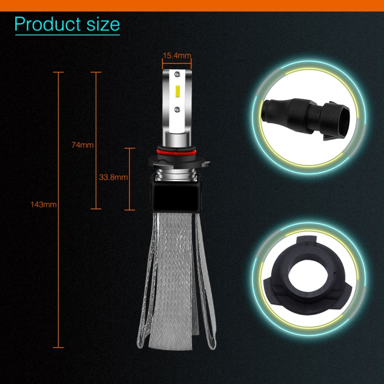 2 PCS 9006/HB4 B3 30W 4000LM 6000K Pure White CSP LED Headlight Bulbs Conversion Kit, DC 9-36V