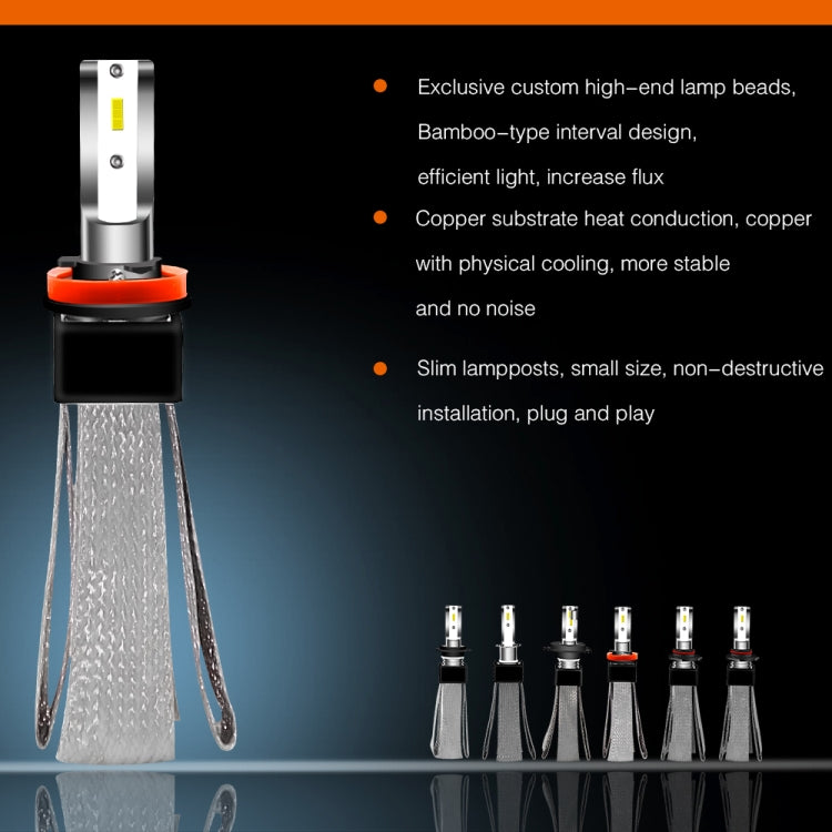 2 PCS H11 30W 4000LM 6000K Pure White CSP LED Headlight Bulbs Conversion Kit, DC 9-36V