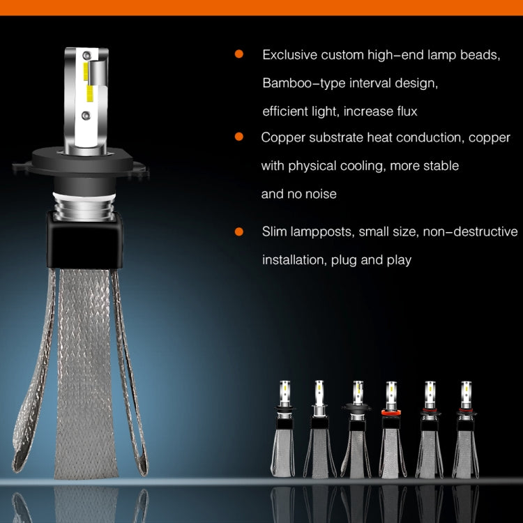 2 PCS H4 30W 4000LM 6000K Pure White Hi/Lo Beams CSP LED Headlight Bulbs Conversion Kit, DC 9-36V