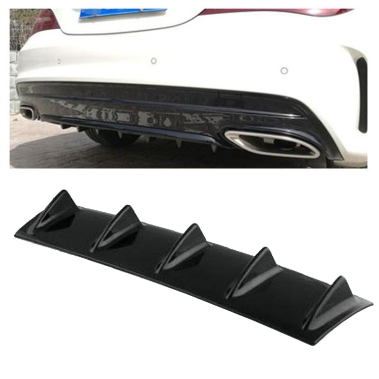Universal Car Rear Bumper Lip Diffuser 5 Shark Fin Style Black ABS, Size: 60.0x18.0x5.0cm