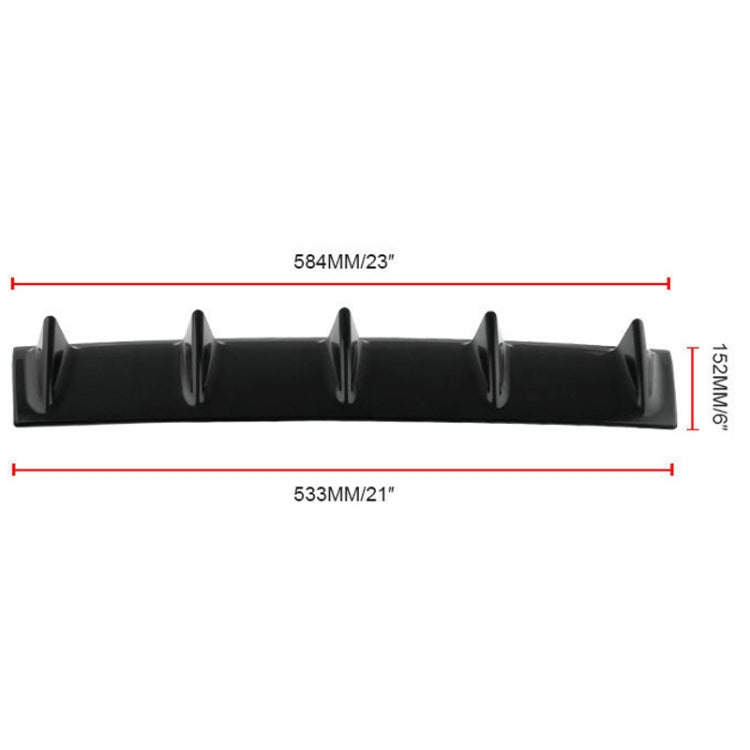 Universal Car Rear Bumper Lip Diffuser 5 Shark Fin Style Black ABS, Size: 60.0x18.0x5.0cm