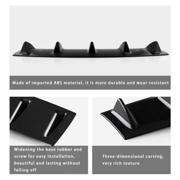 Universal Car Rear Bumper Lip Diffuser 5 Shark Fin Style Black ABS, Size: 60.0x18.0x5.0cm