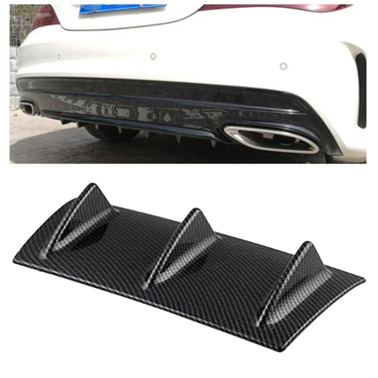 Universal Car Rear Bumper Lip Diffuser 3 Shark Fin Style Carbon Fiber ABS, Size: 35.0x15.0x5.0cm